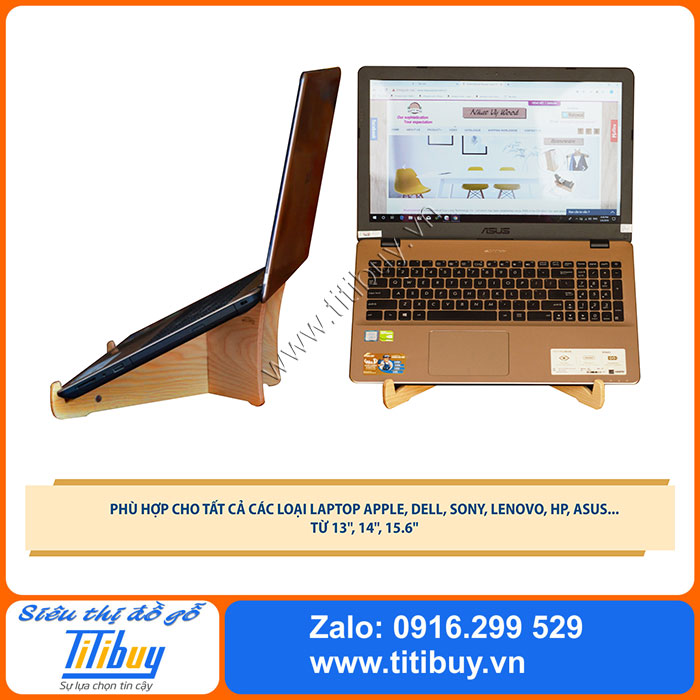  Kệ để laptop, giá đỡ laptop để bàn gấp gọn thông minh bằng gỗ NVLP12A